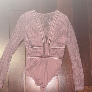 Lulu's Mauve Lace Bodysuit